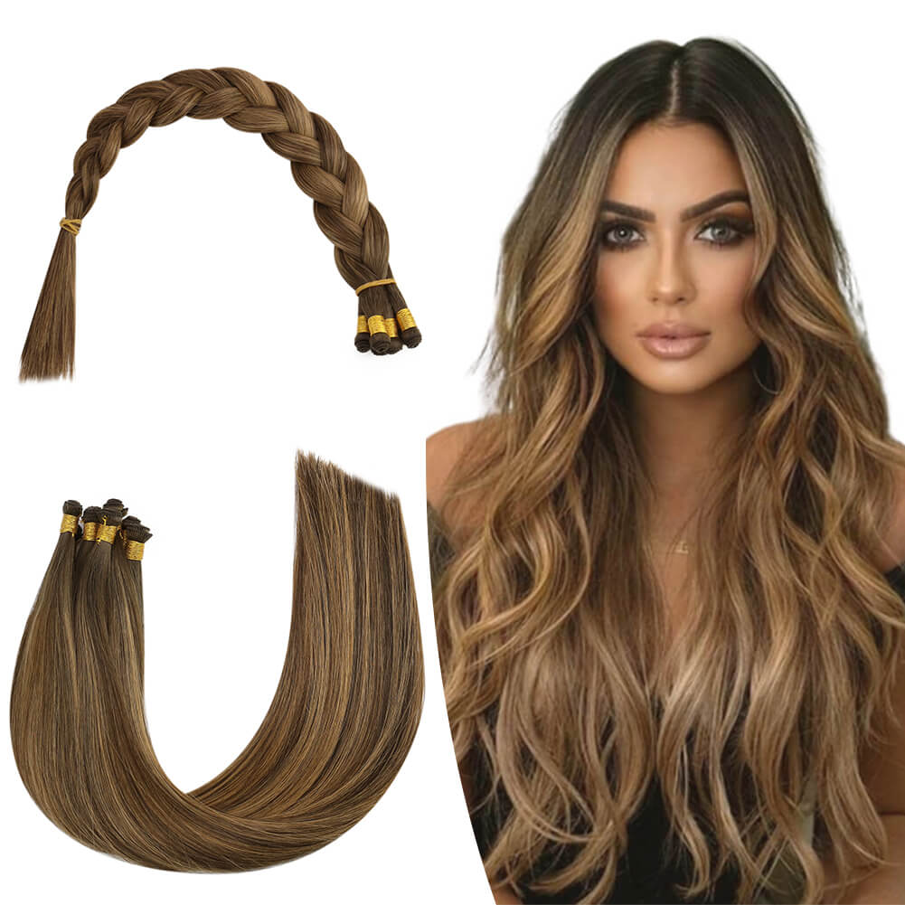 Invisible Virgin Hand-tied Hair Weft Human Hair Extensions For Women DU