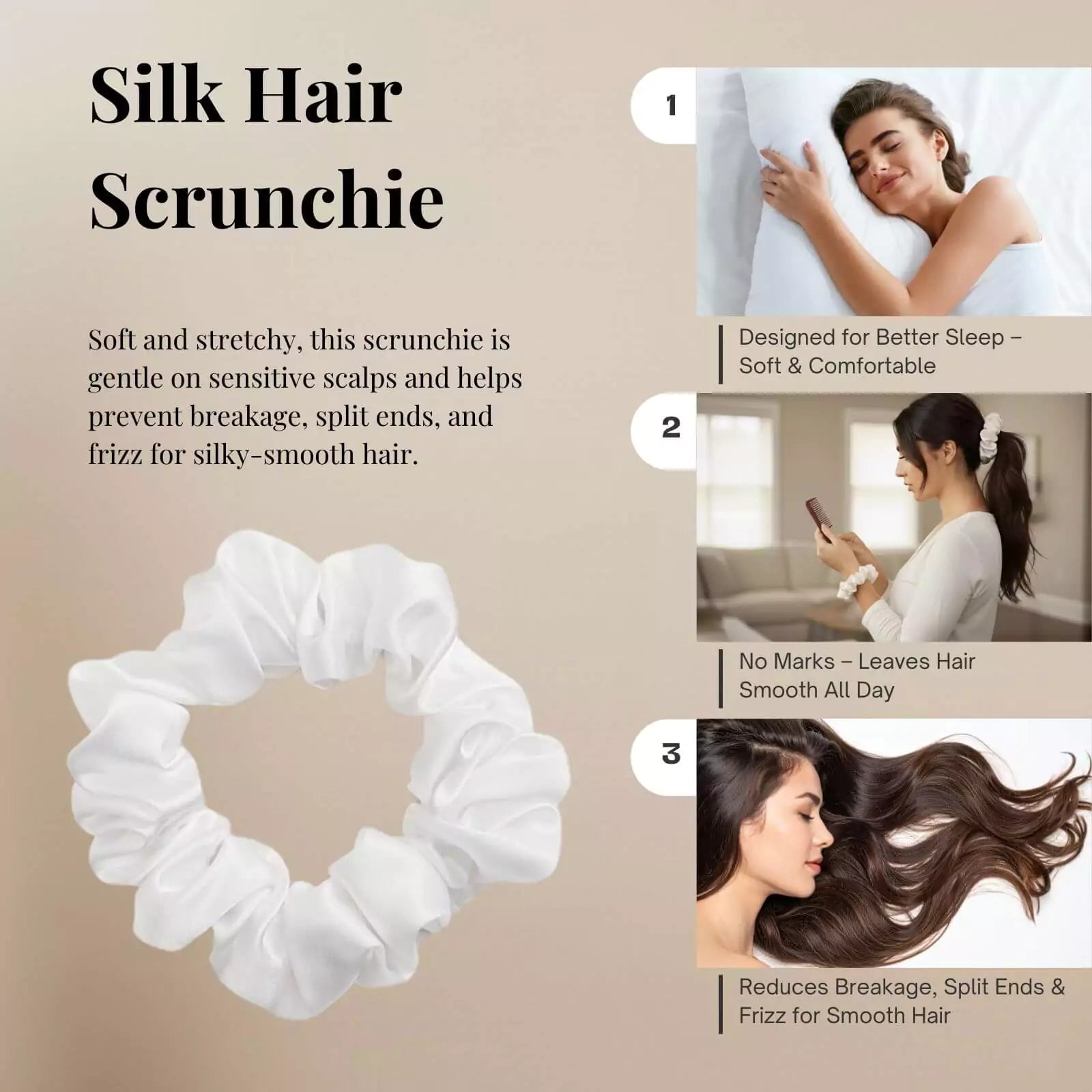 Hair Scrunchies Hair-Friendly Silk Scrunchie For Long Hair
