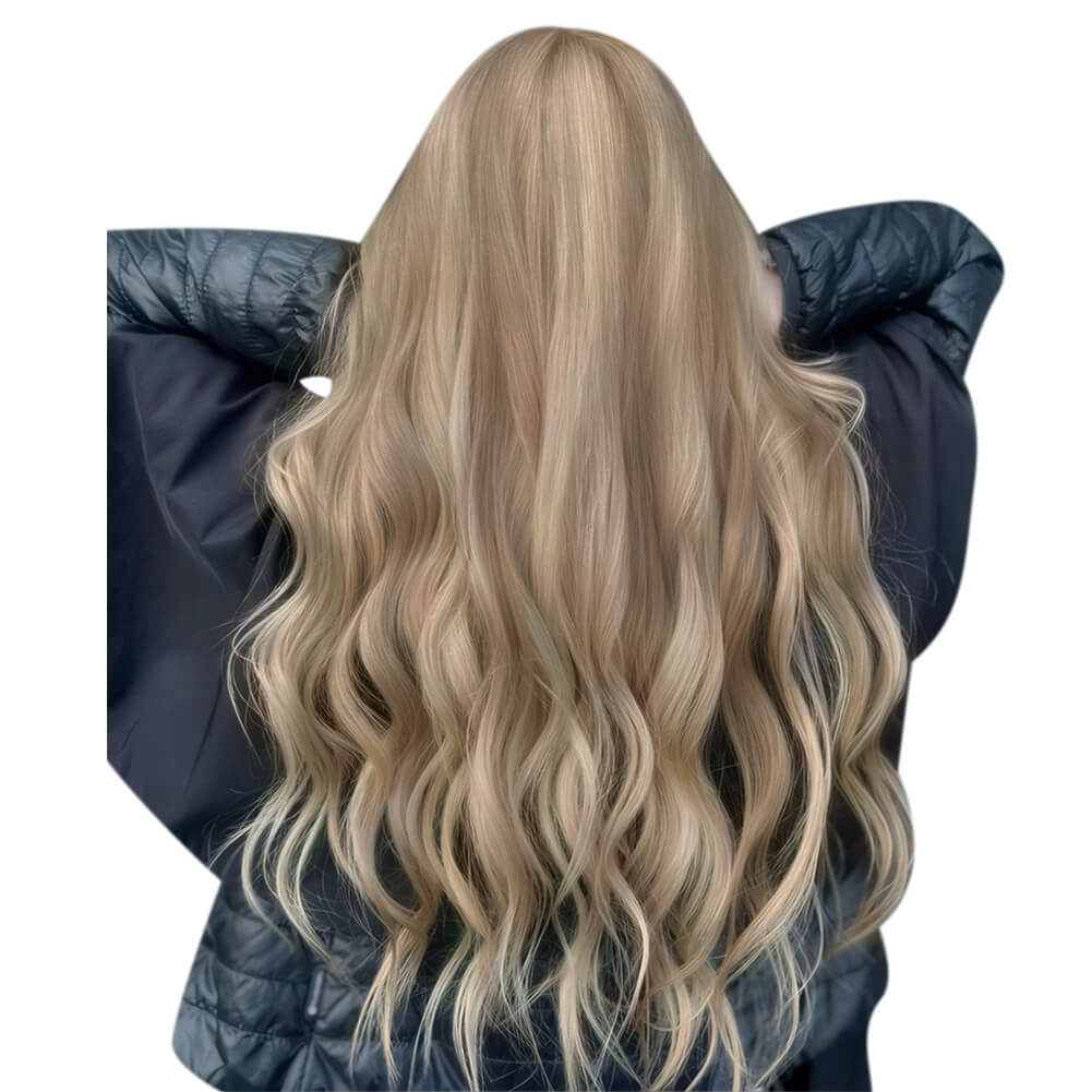 [Pre-sale][Virgin+] Highlight Hybrid Weft Hair Extensions Beach Waves Ash Blonde #P18/613