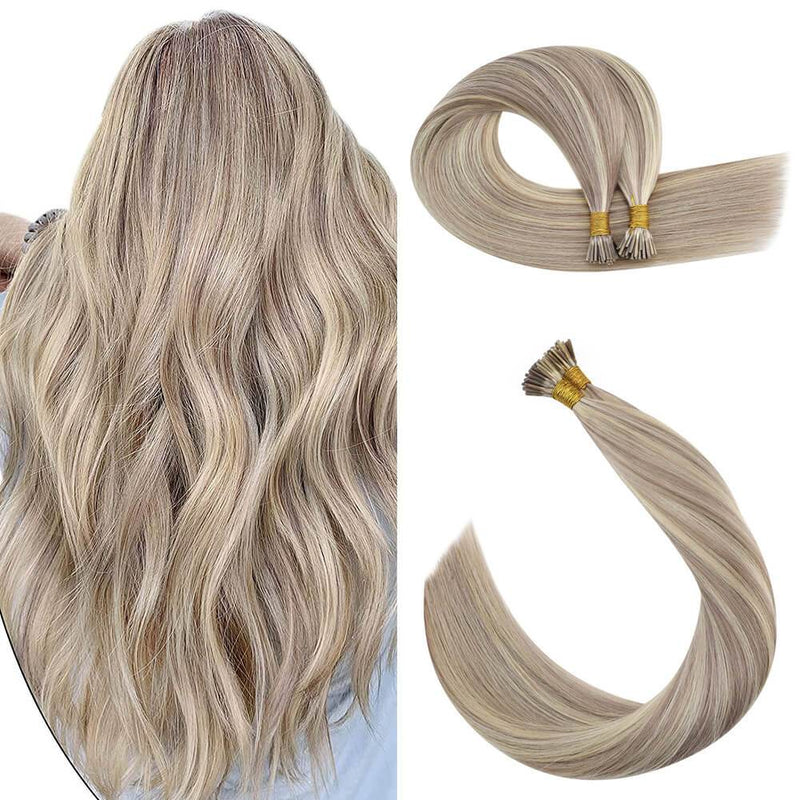 Ugeat Itip Blonde Hair Extensions 20inch I Tip Hair Extensions Human Hair
