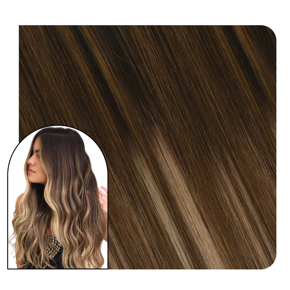 Keratin I Tip Hair Extensions Human Hair Balayage Brown with Blonde #2/6/12