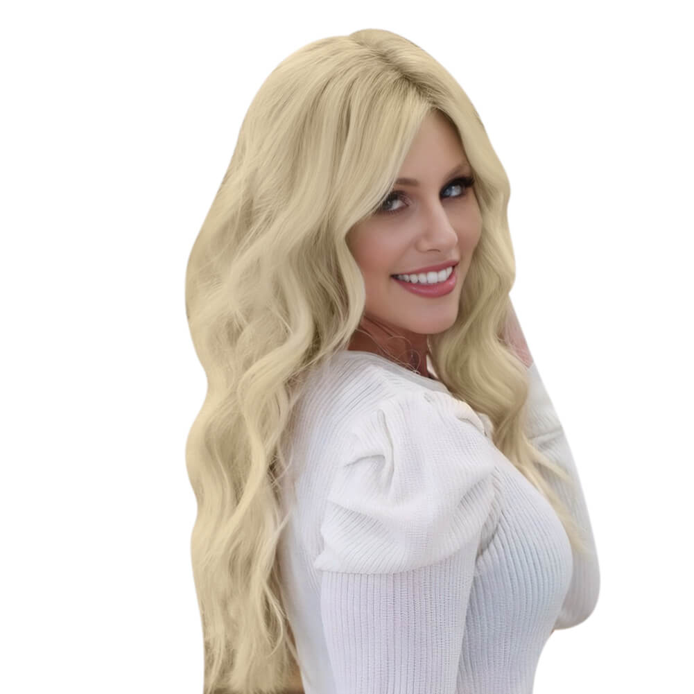 [Pre-sale][Virgin+] Invisible Virgin Genius Weft Hair Extensions Body Wave Platinum Blonde #60