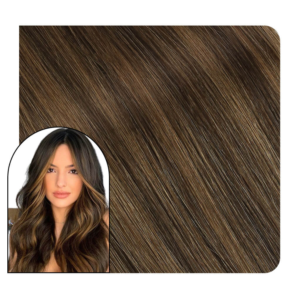 [Virgin Hair] Invisible Flower Tape in Extensions Balayage Color #DU