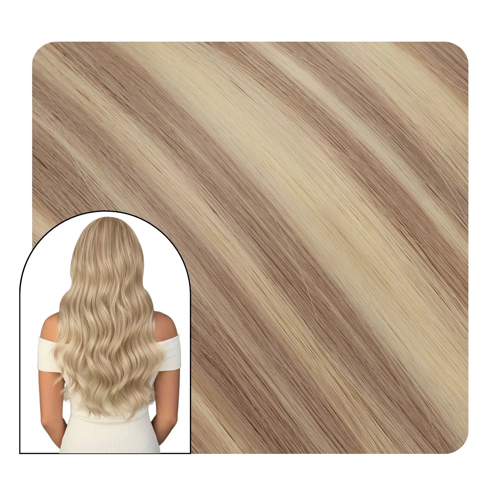 weft in hair extensions highlighted blonde