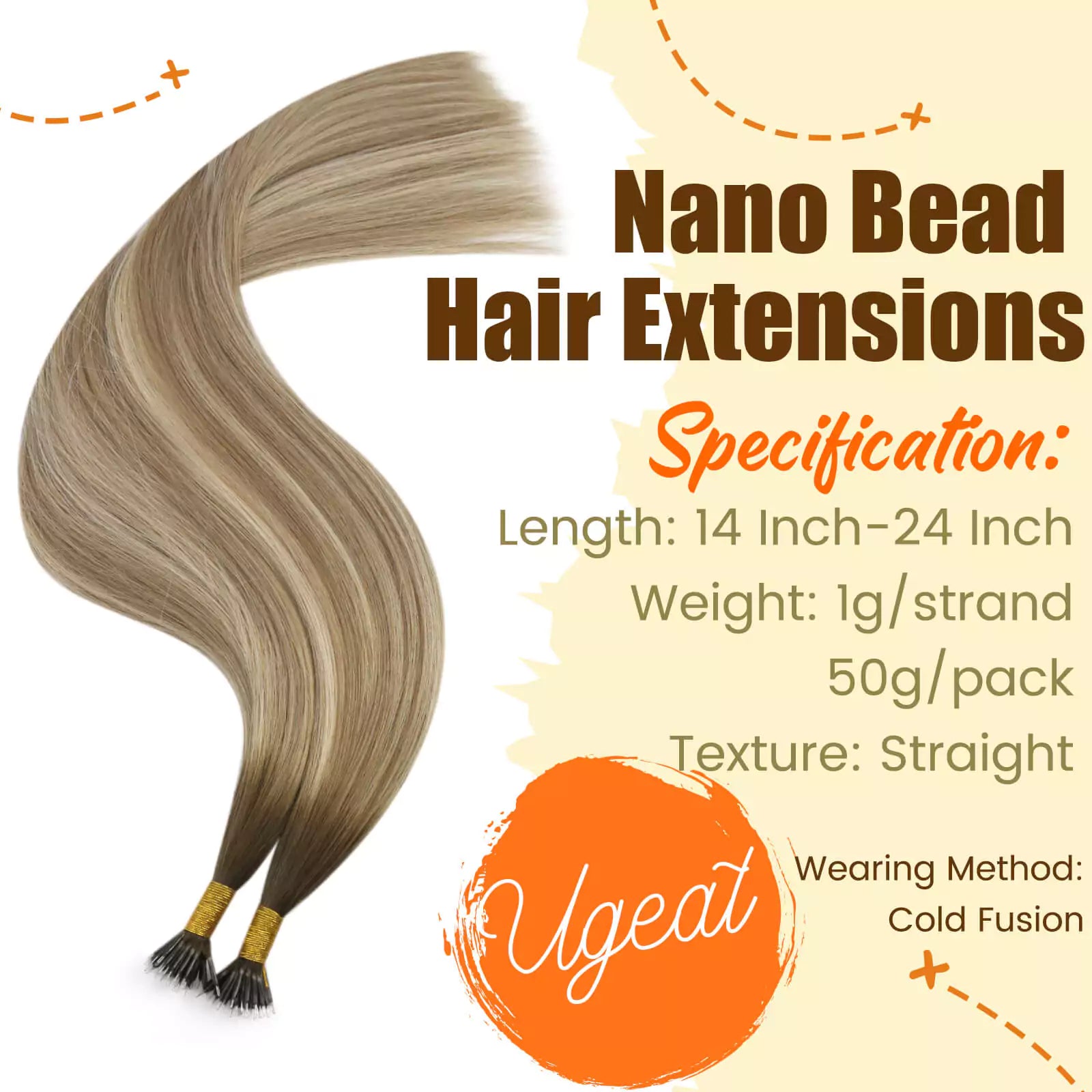 Nano Hair Extensions Ombre brown 3/8/22