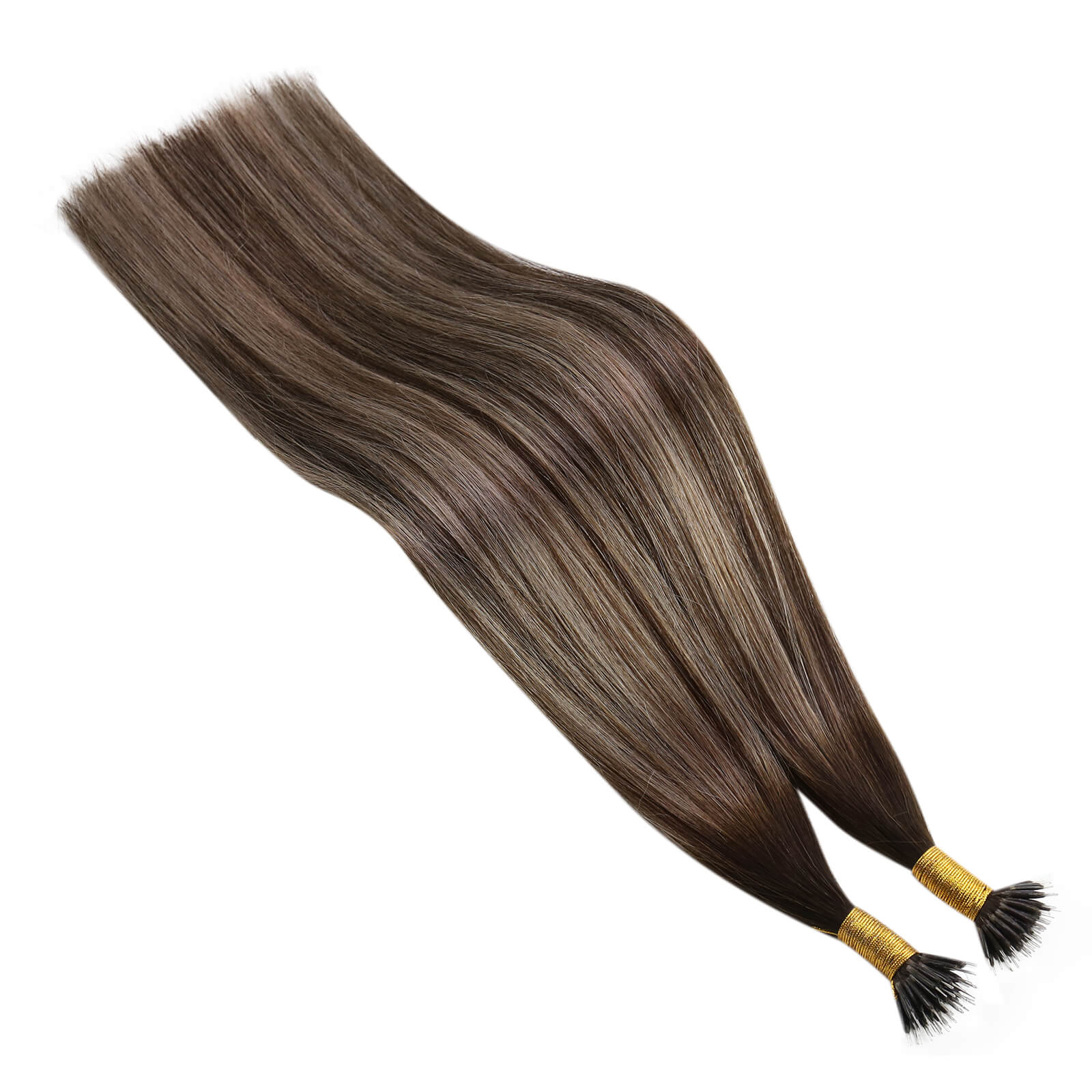 brown balayage nano tip human hair extensions