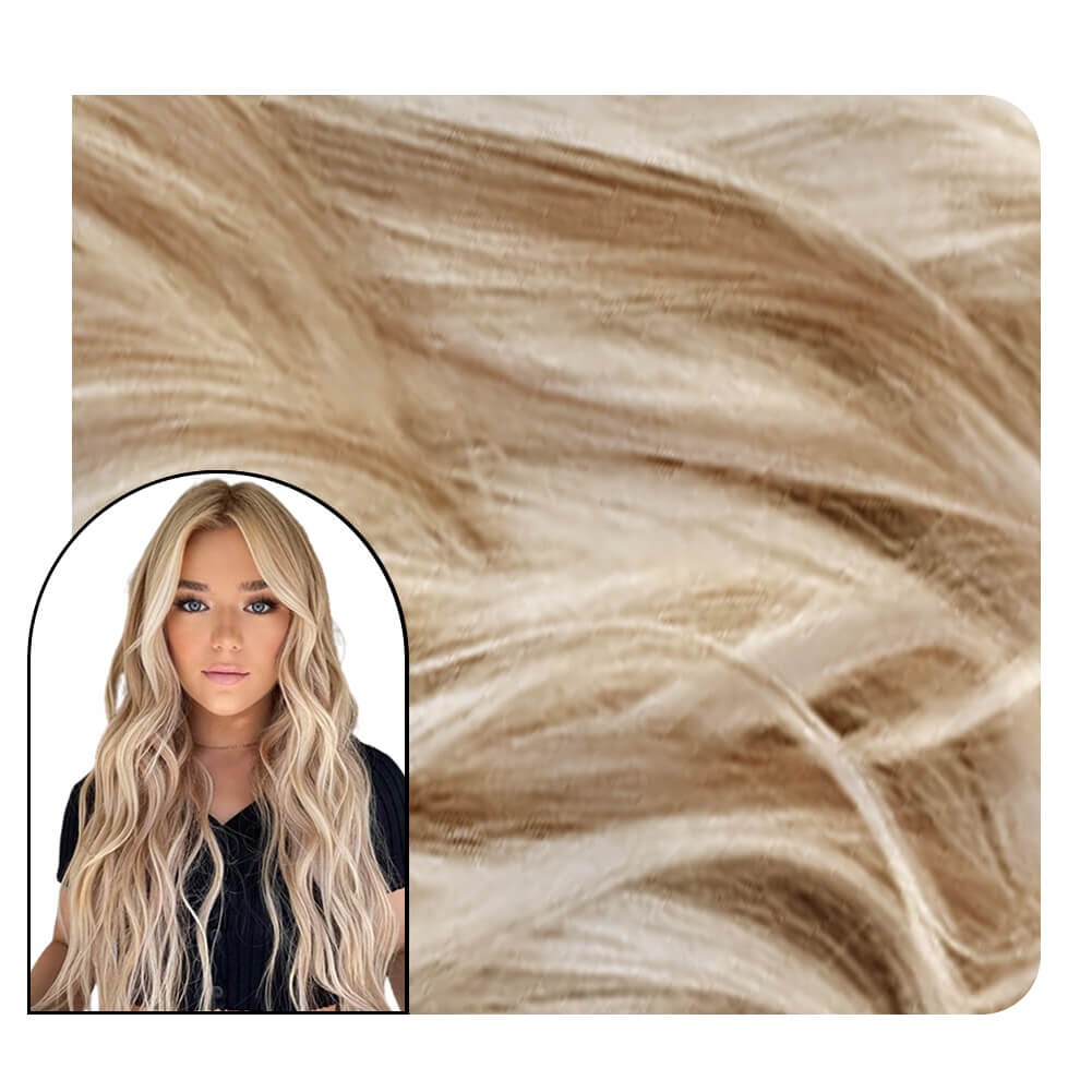 [Pre-sale][Virgin+] Wavy Inject Tape in Extensions Ash Blonde Highlighted Bleach Blonde 10Pcs #P18/613