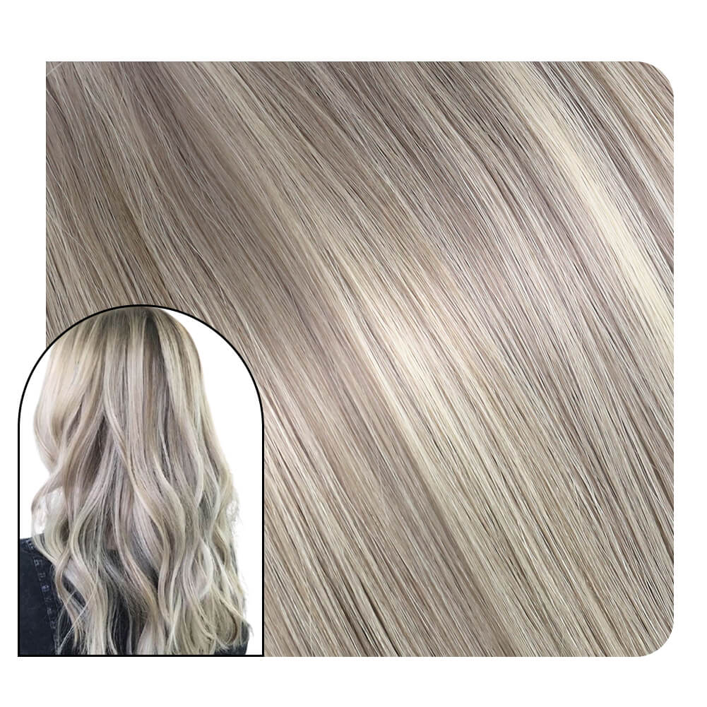 Seamless Weft Flat Silk Weft Hair Extensions Virgin Hair Silver Blonde 19A/60