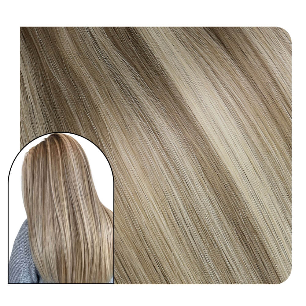 human sew in extensions highlight blonde