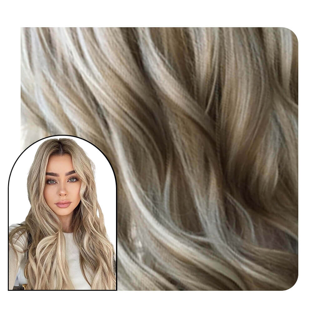 Seamless Invisible PU Inject Tape in Extensions Wavy Highlight