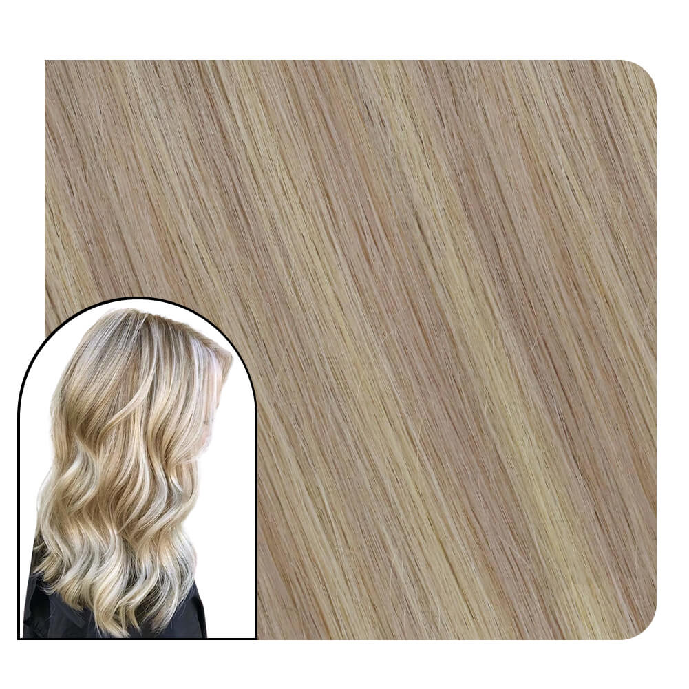 [PU Clip] PU Seamless Clip in Hair Extensions Ash Blonde Mixed Hair P18/613