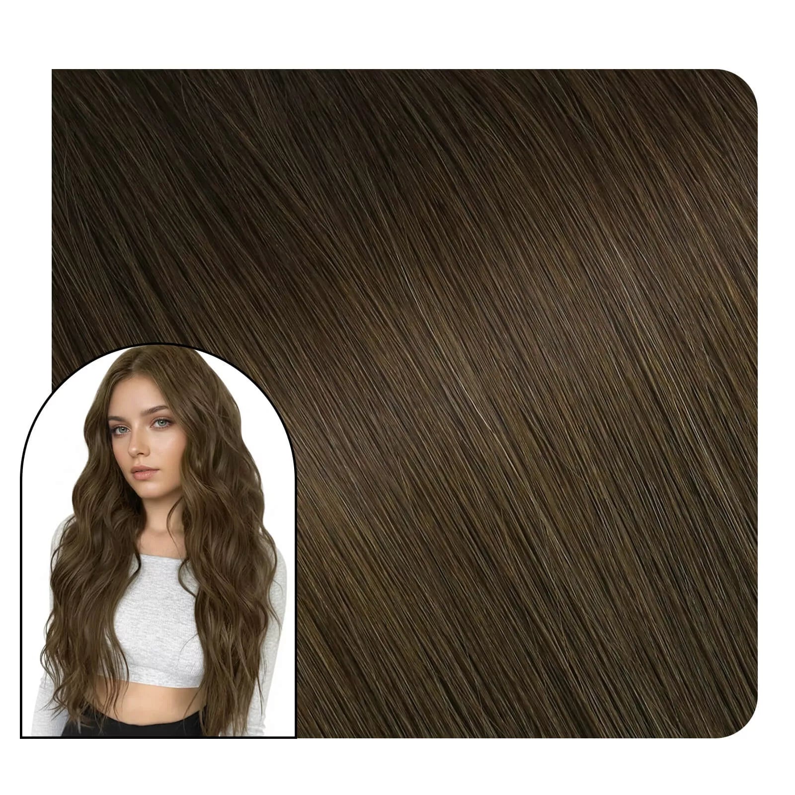 Hole Weft Hair Extensions Human Hair Brown Butterfly Weft