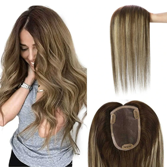 Seamless Hair Toppers Balayage Ombre Brown Blonde Hair