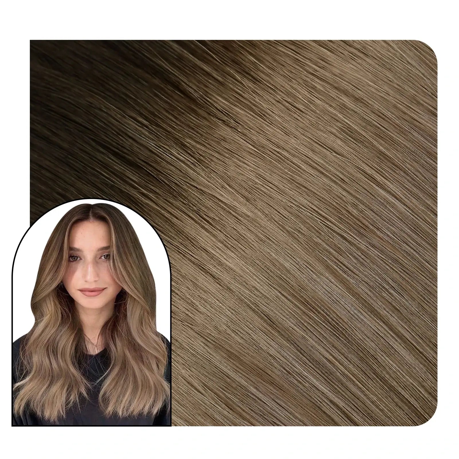 Seamless Injection Tape in Balayage Virgin Hair Extensions #R2/DXB/18