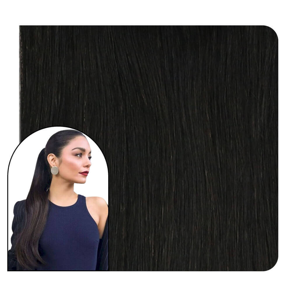 clip in ponytail hair extensions off black color