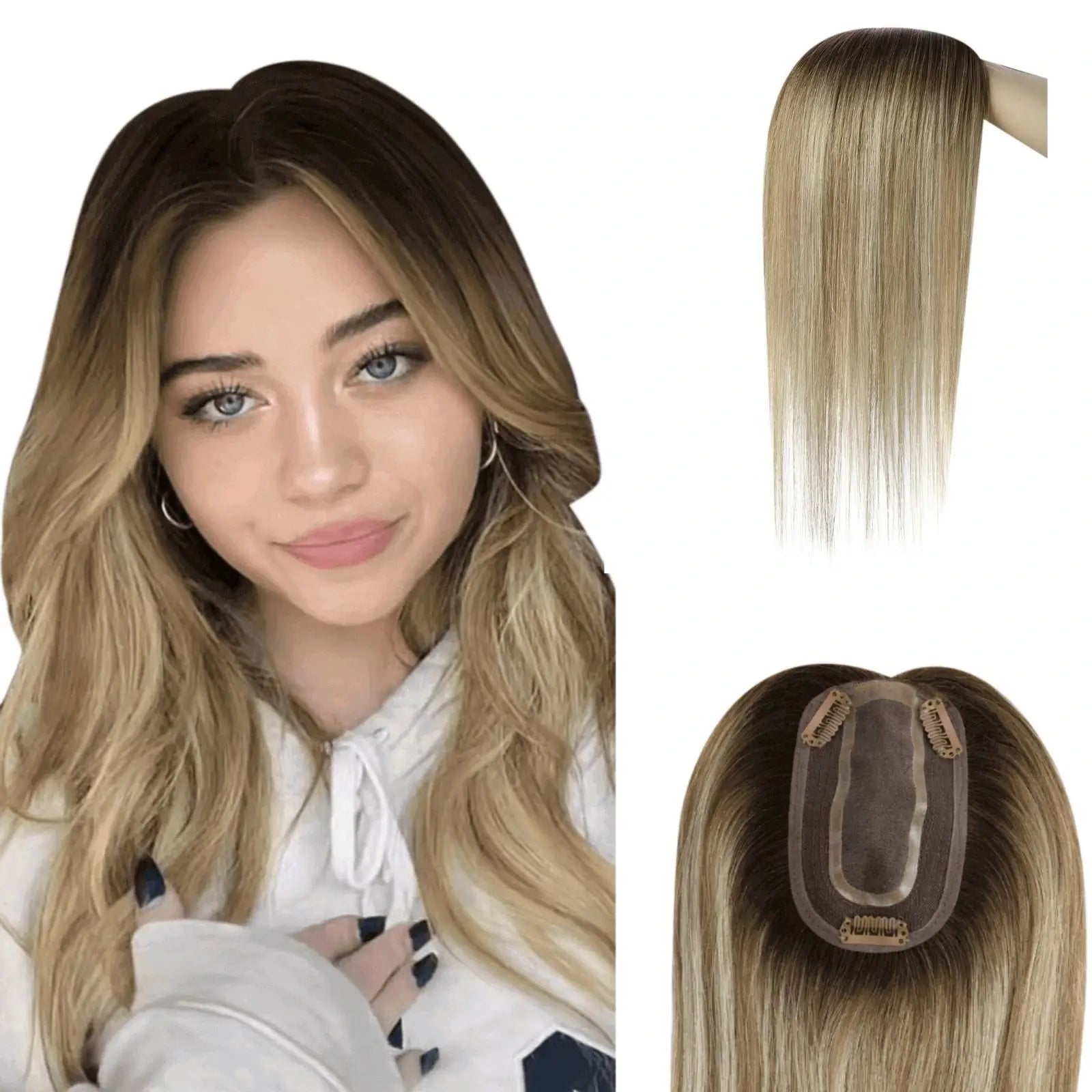 Topper Hairpiece For Women Virgin Hair Topper Balayage Color
