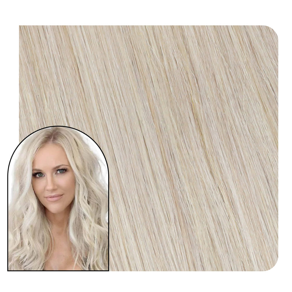 Keratin Fusion Nail Tip Human Hair Extensions White Blonde Color #1000