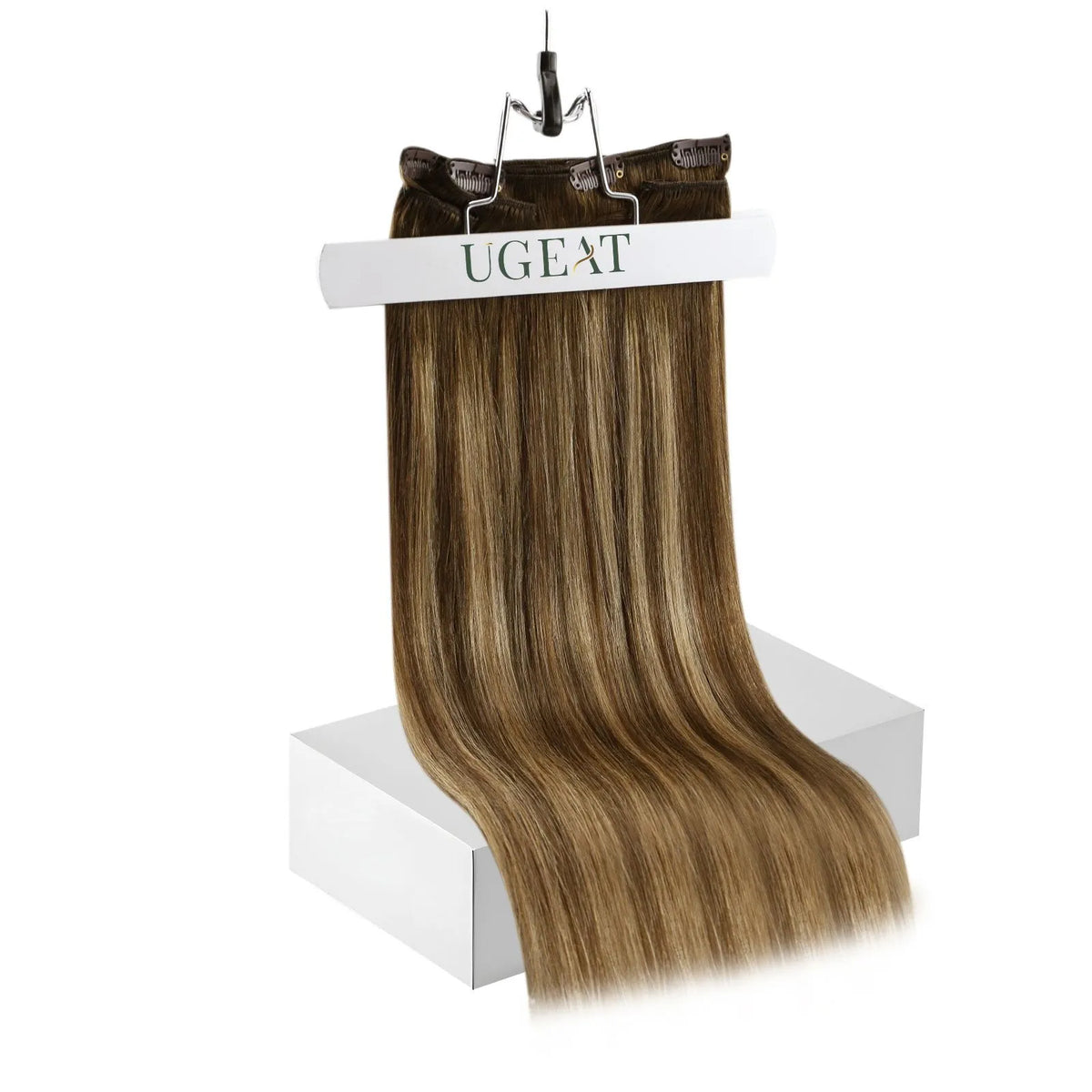 Thickened Clip in Human Extensions For Fine Hair Ombre Brown with Blonde #4/27/4