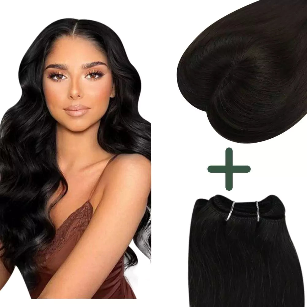 Virgin Human Hair Toppers Mono Base And Weft Hair Extensions Off Black