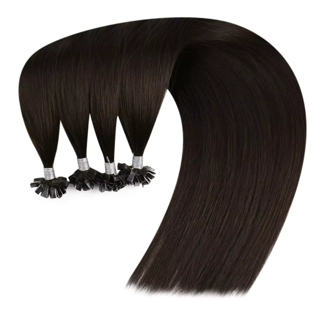 Ktip Extensions Kit Virgin Ktip Extensions Fusion Human Hair Darkest Brown For Women #2