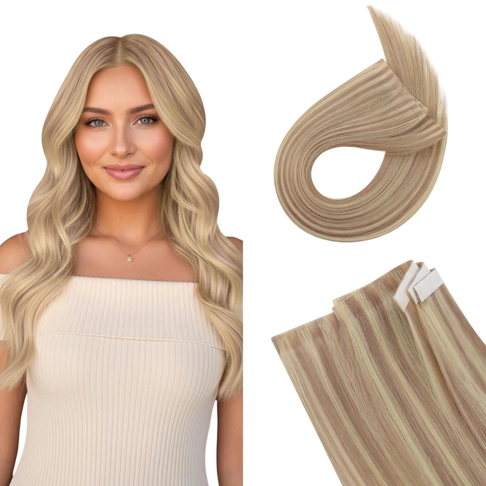 seamless tape in weft hair extensions for blonde hair