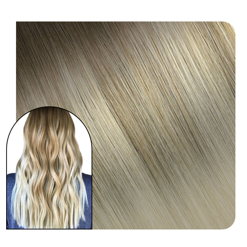 [Virgin+] Sew in Hair Extensions Brown Mixed Platinum Blonde Color #8/60