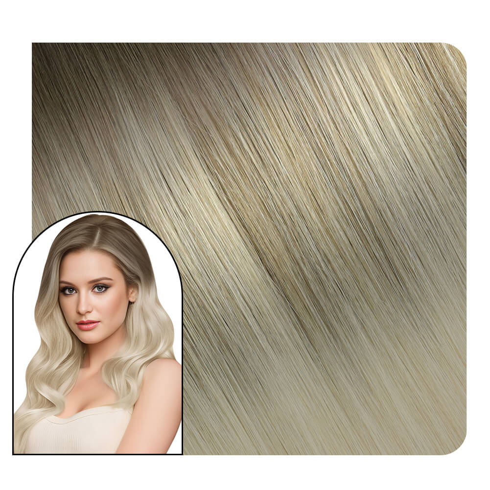 virgin hair flat silk weft extensions #8/60