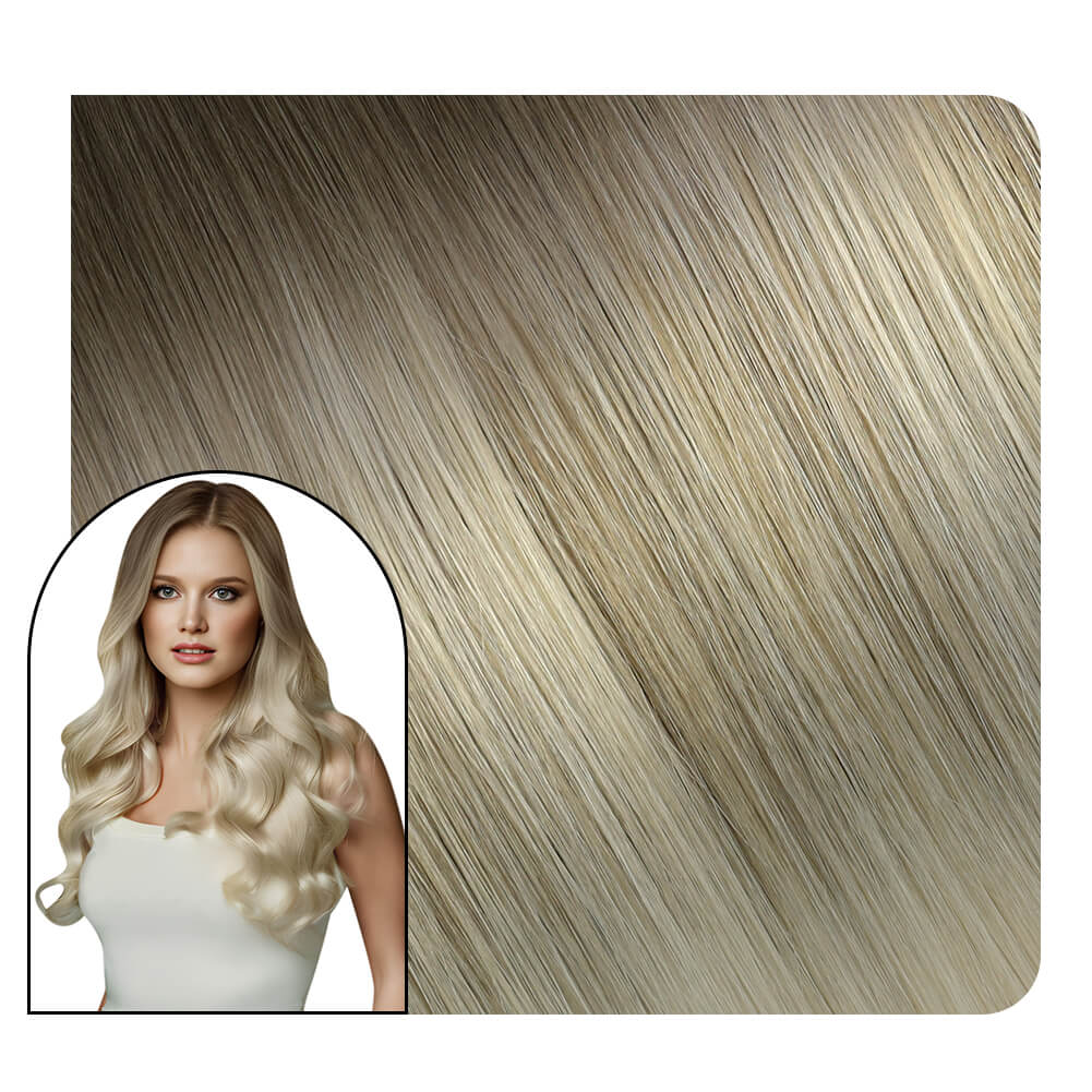[Virgin Hair] Sew in Hair Extensions Brown Mixed Platinum Blonde Color #8/60