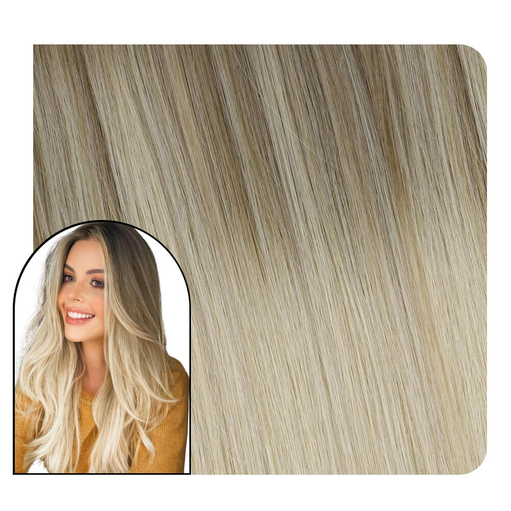 Balayage Clip in Human Hair Extensions Light Brown to Blonde  6/60