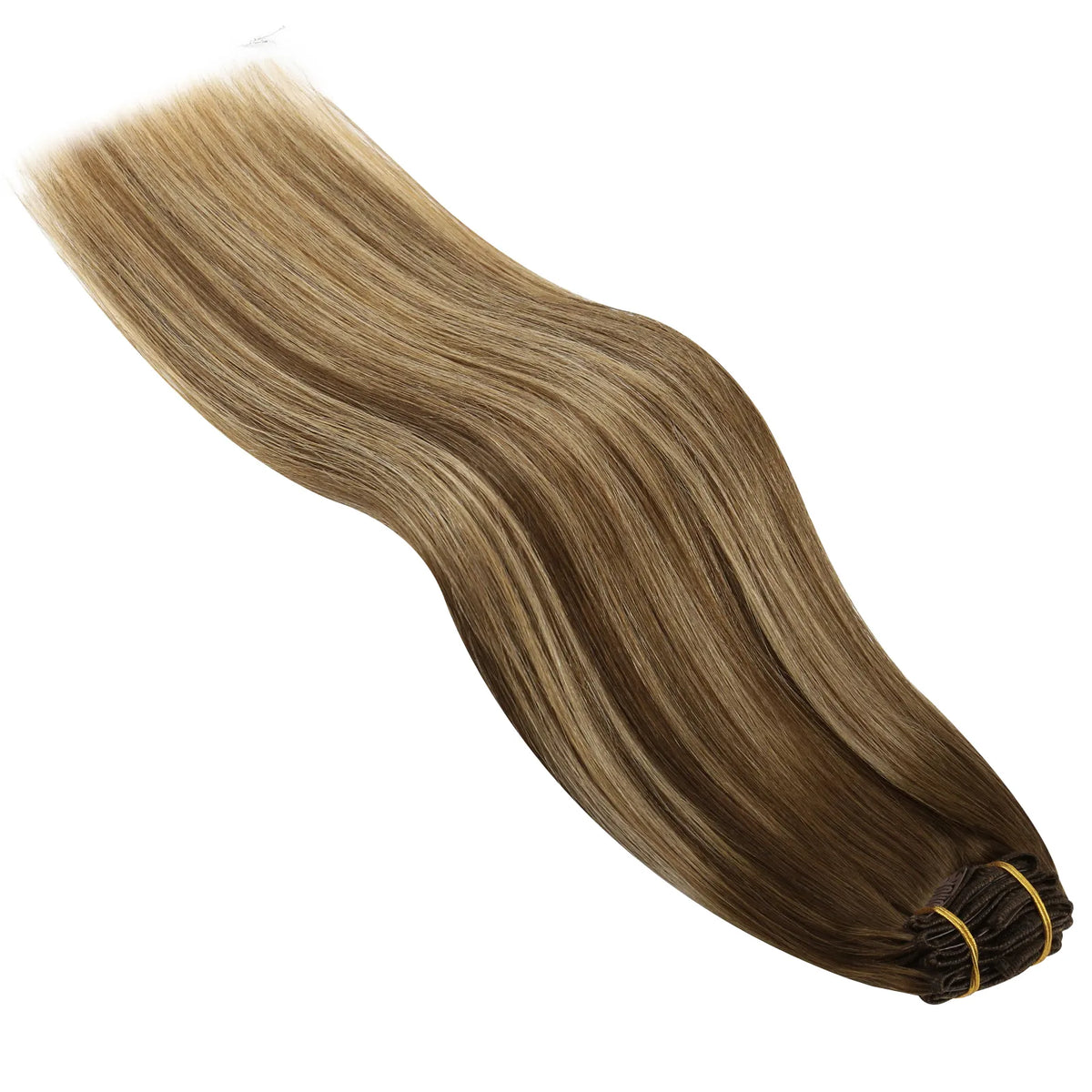 Thickened Clip in Human Extensions For Fine Hair Ombre Brown with Blonde #4/27/4