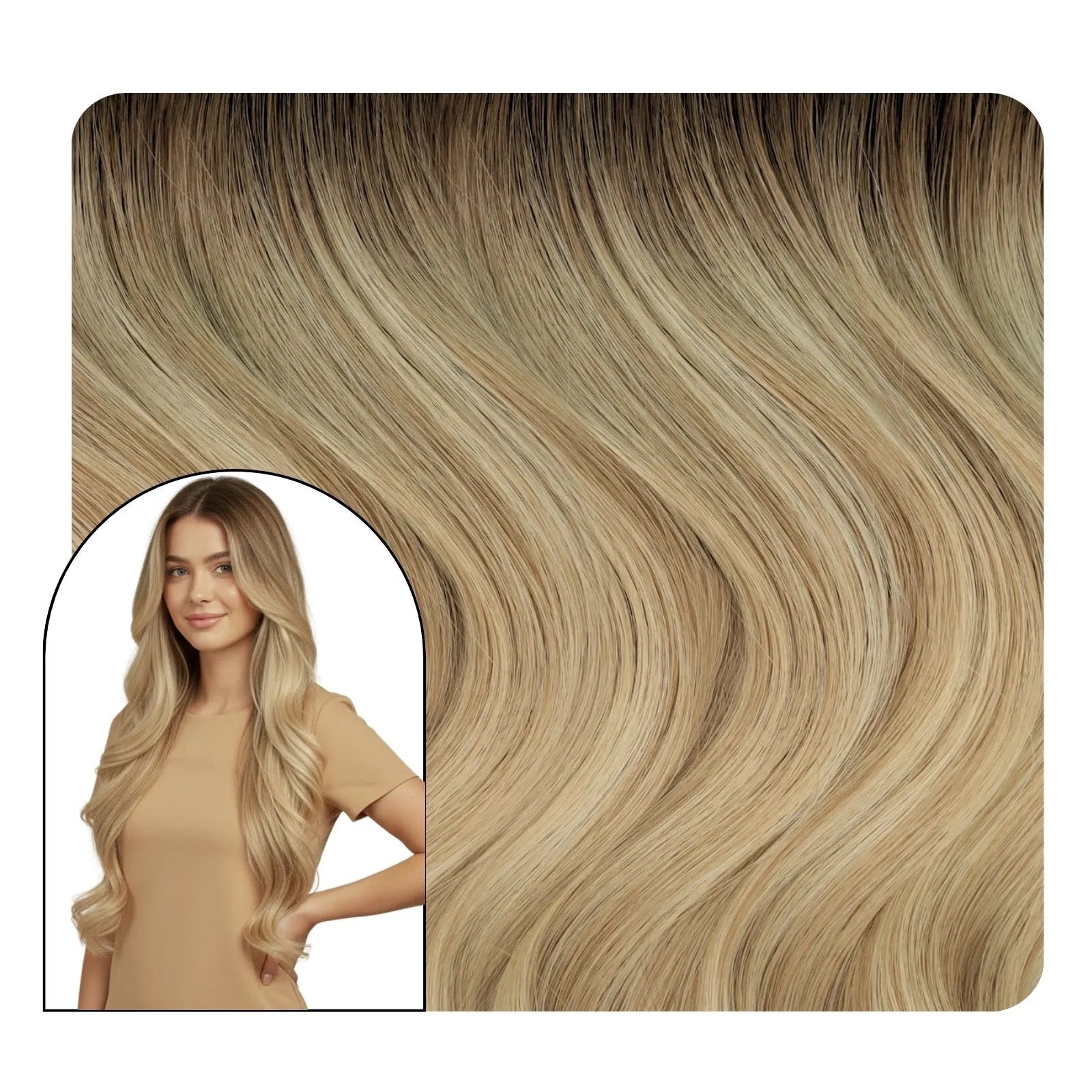 [Pre-sale] Butterfly Weft Extensions Beach Wavy Human Hair Brown Blonde #2/18/22