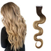 Body Wavy Seamless Injection Tape in Hair Extensions Balayage #3/8/22