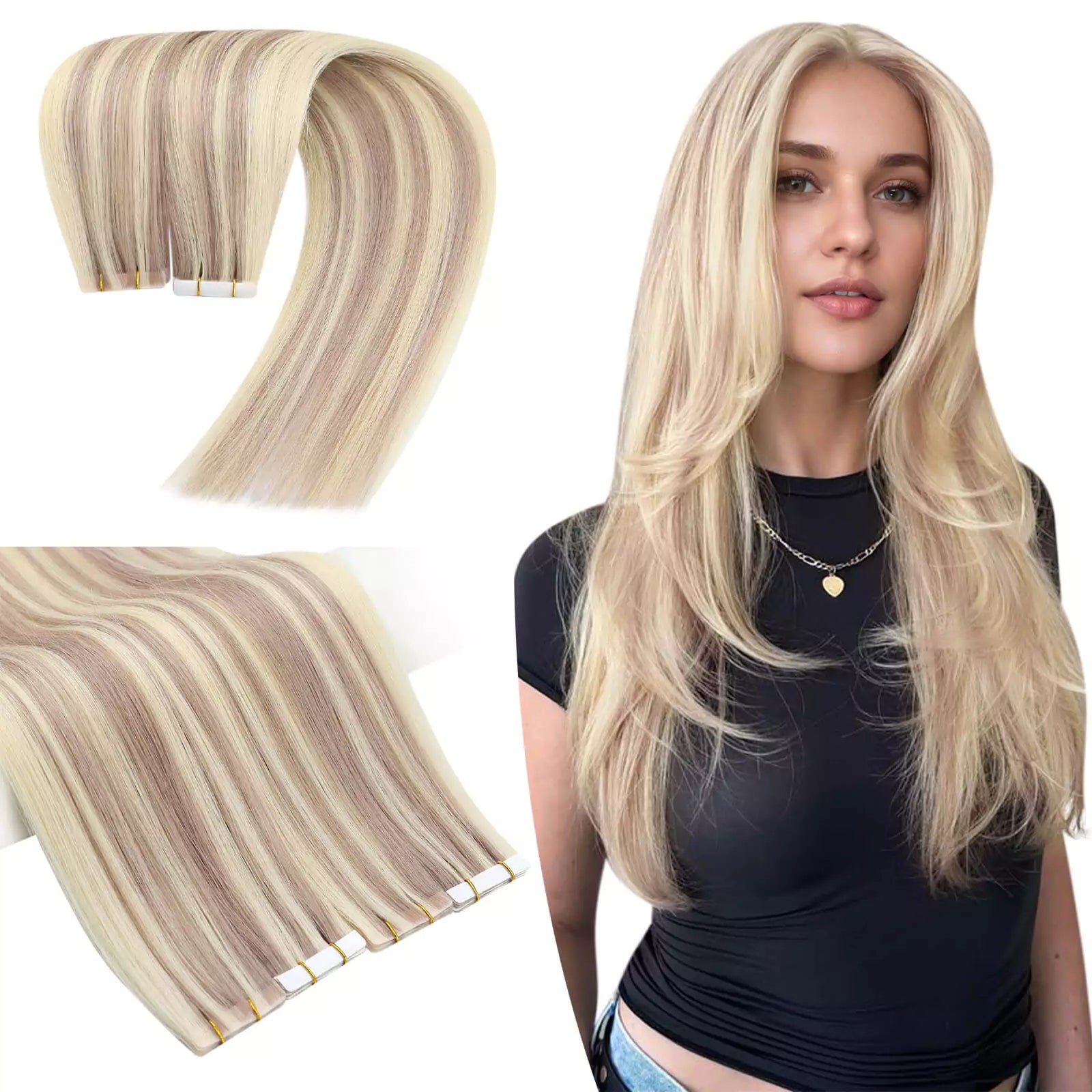 Invisible Seamless PU Injection Tape Hair Extensions Blonde P18/613