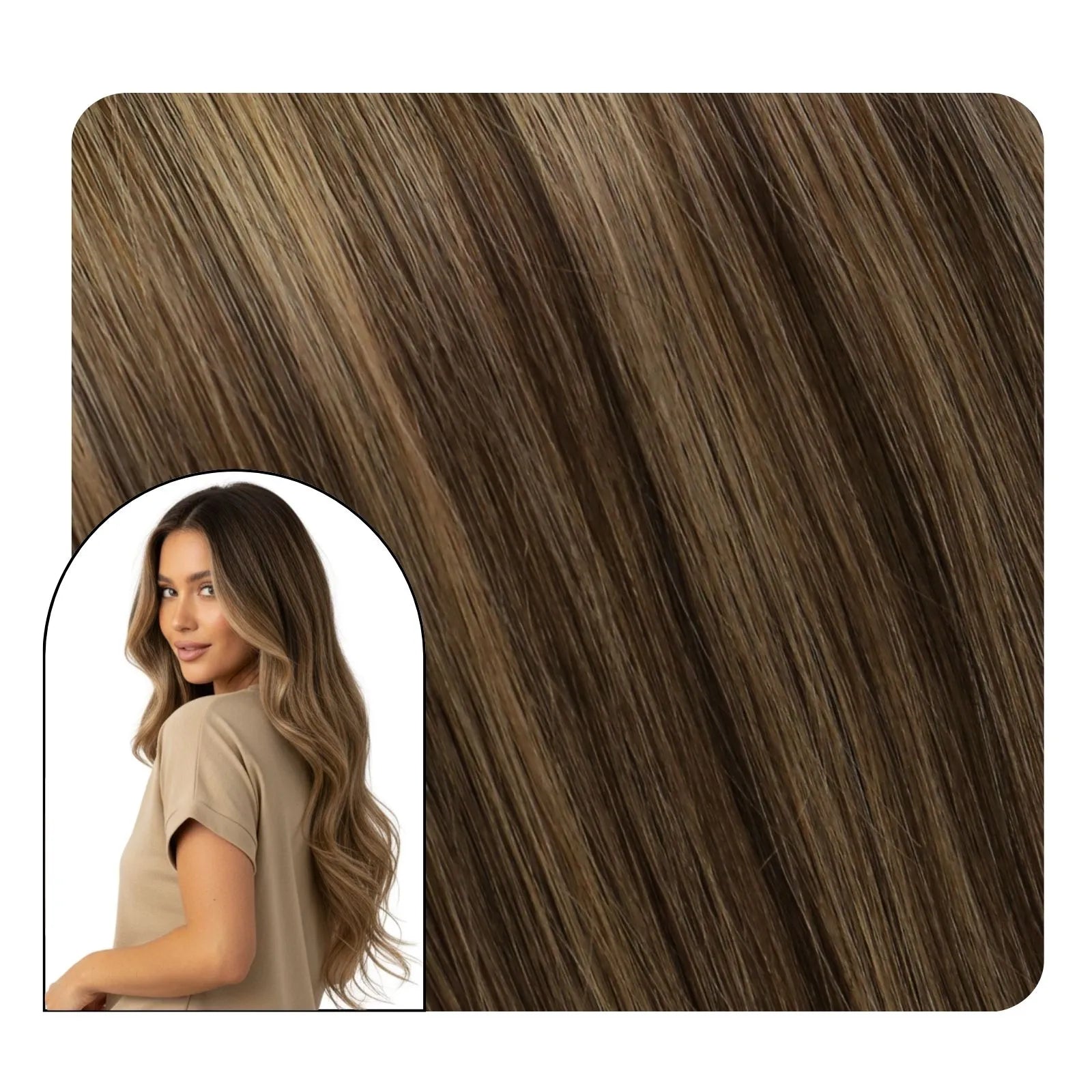 [Virgin+] Butterfly Weft Hair Extensions Chestnut Brown Balayage #4/27/4