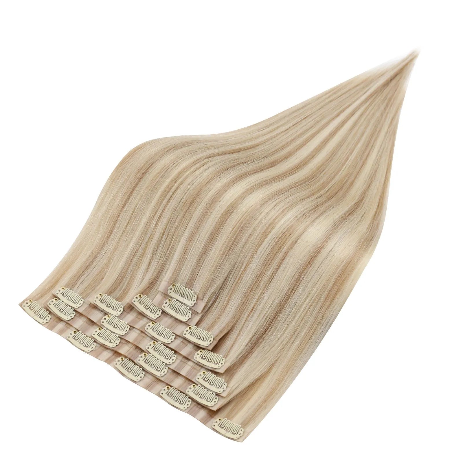 blonde human hair extensions pu clip ins