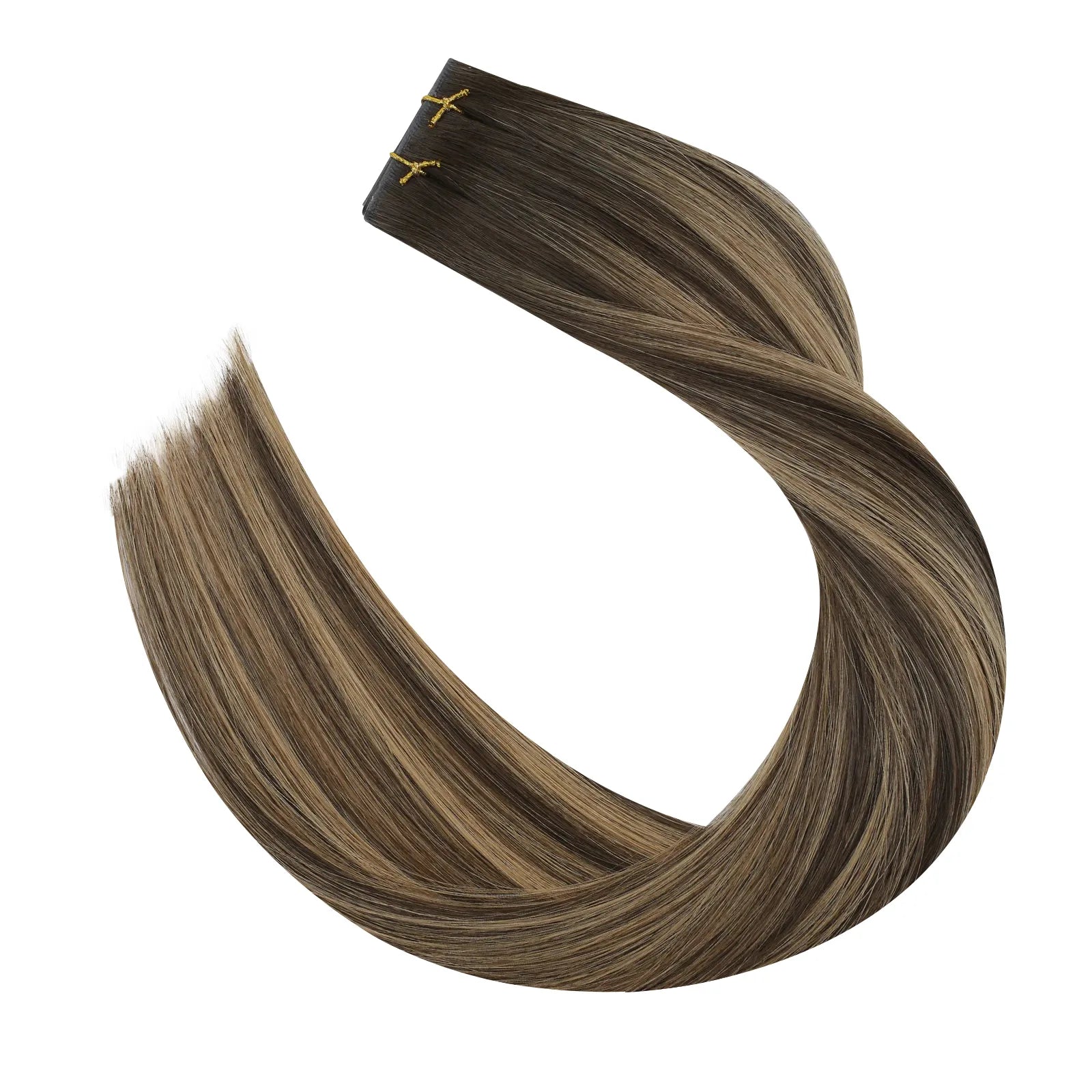 [Virgin+] Butterfly Weft Hair Extensions Human Hair Balayage Dark Honey Cocoa #BM