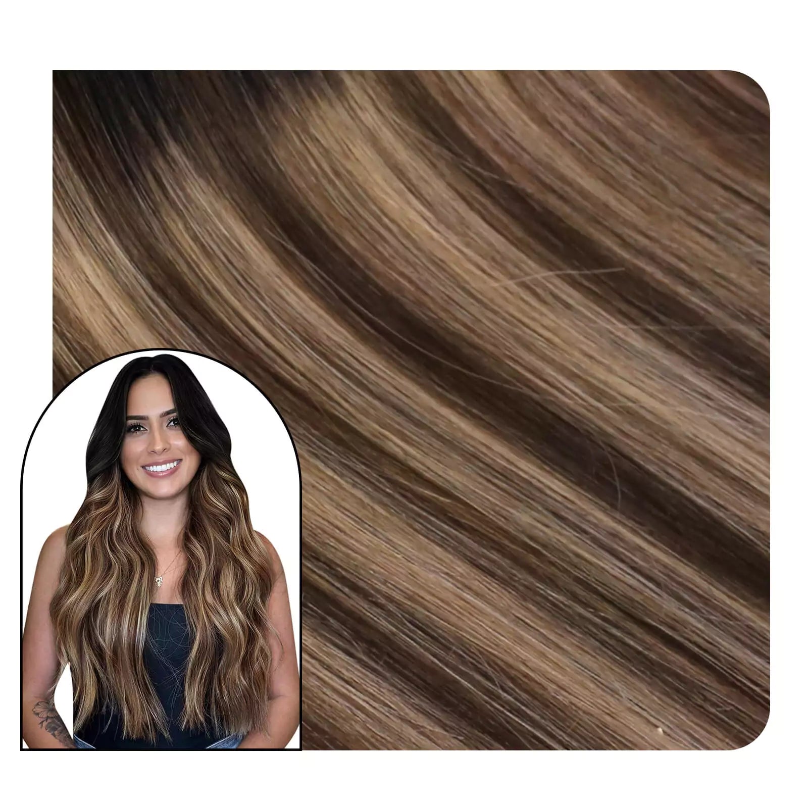 clip in hair extensions balayage brown blonde color
