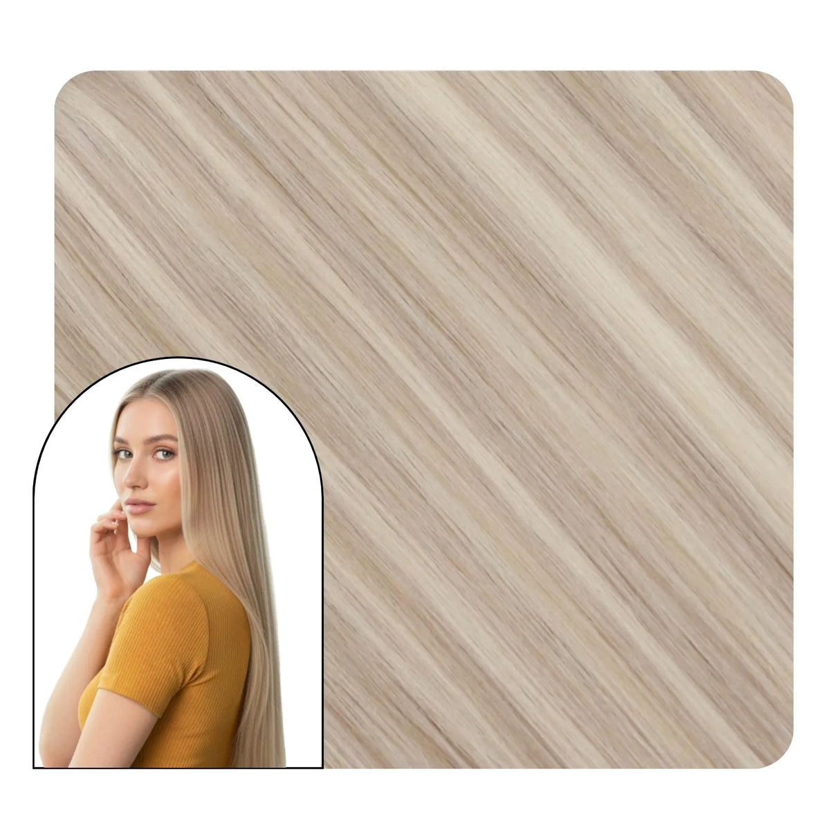 Thickened Clip in Hair Extensions Remy Human Hair Ash Blonde Highlighted #P18/613