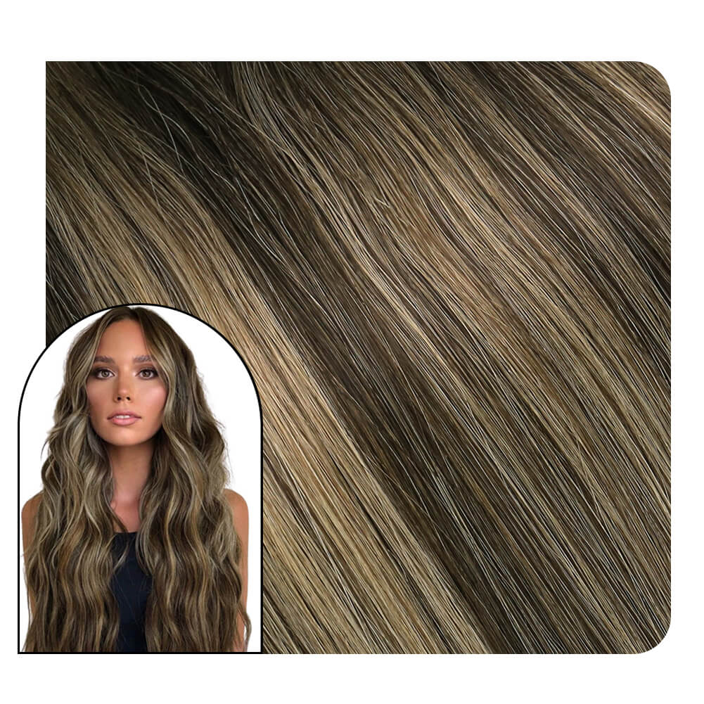 [Virgin Hair] Sew in Hair Extensions Human Hair Balayage Brown with Blonde #BM