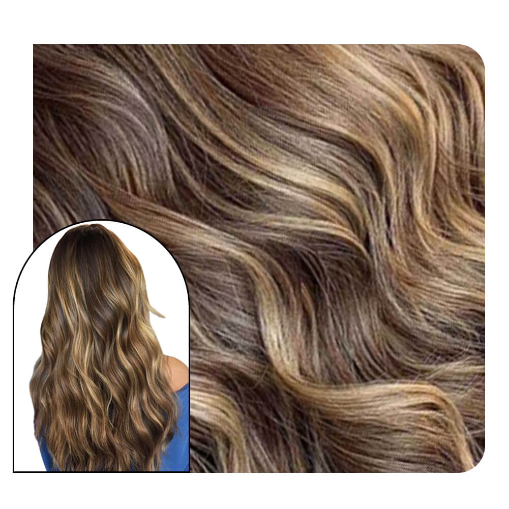 Body Wavy Balayage Ombre Tape in Hair Extensions Human Hair #BM