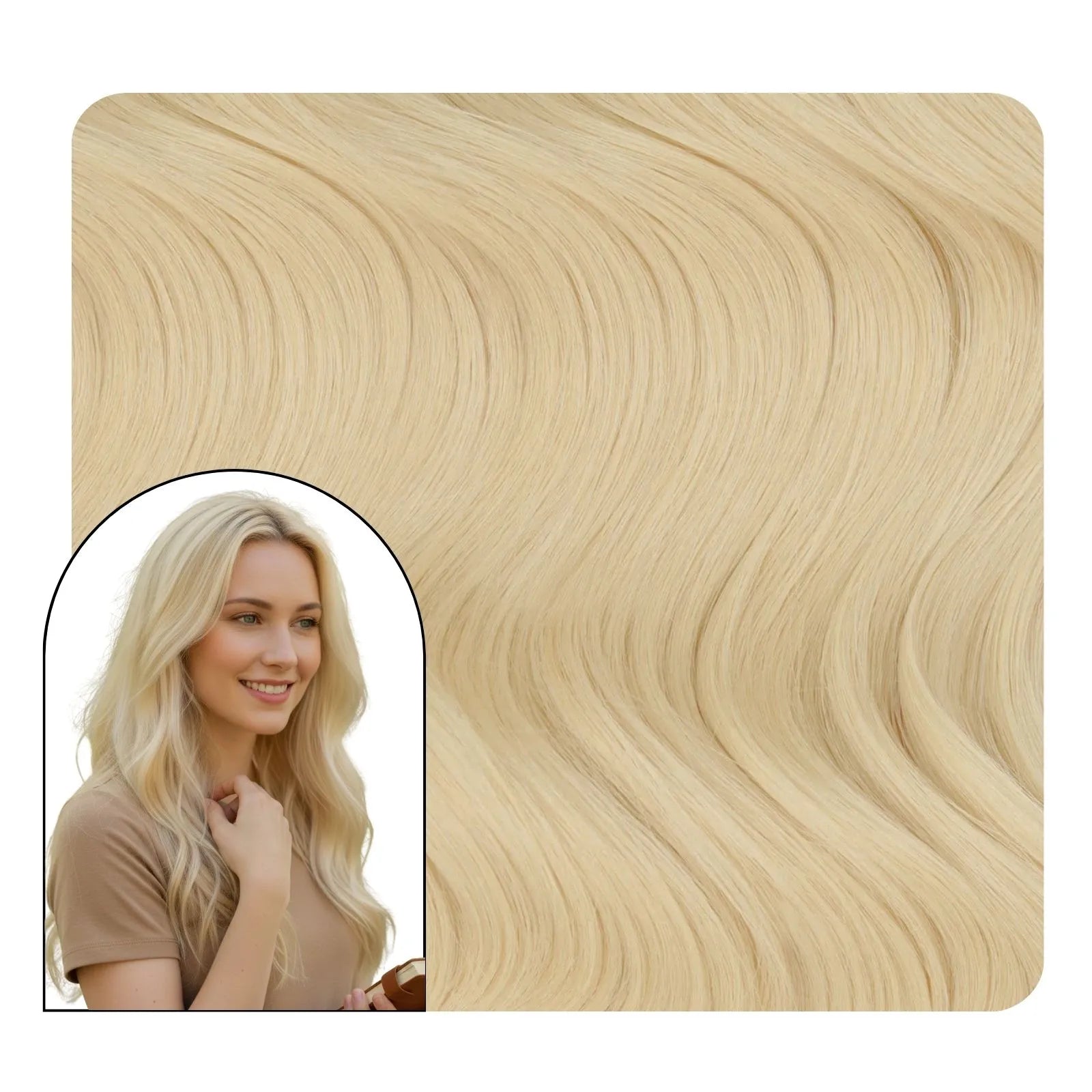 [Pre-sale] Wavy Butterfly Weft Hair Extensions Human Hair Butterfly Weft Blonde #60