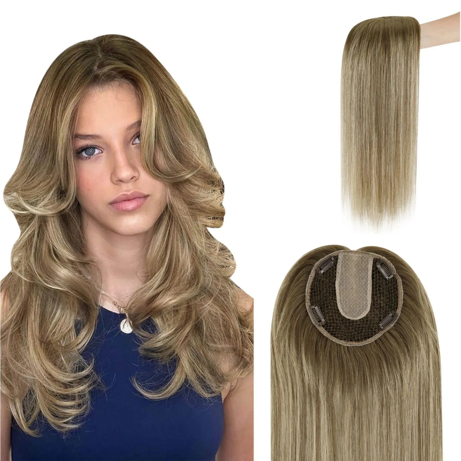 Virgin Human Hair Topper Fishing Net Base