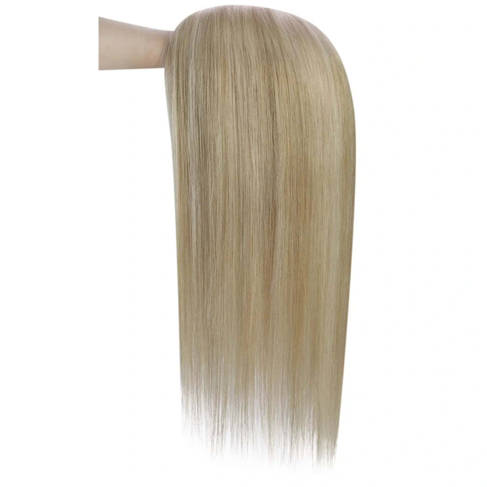 brown with blonde human hair topper for women