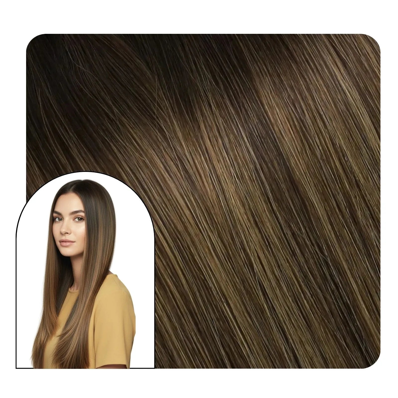 [Virgin Hair] Butterfly Weft Extensions Human Hair Balayage Color #DU