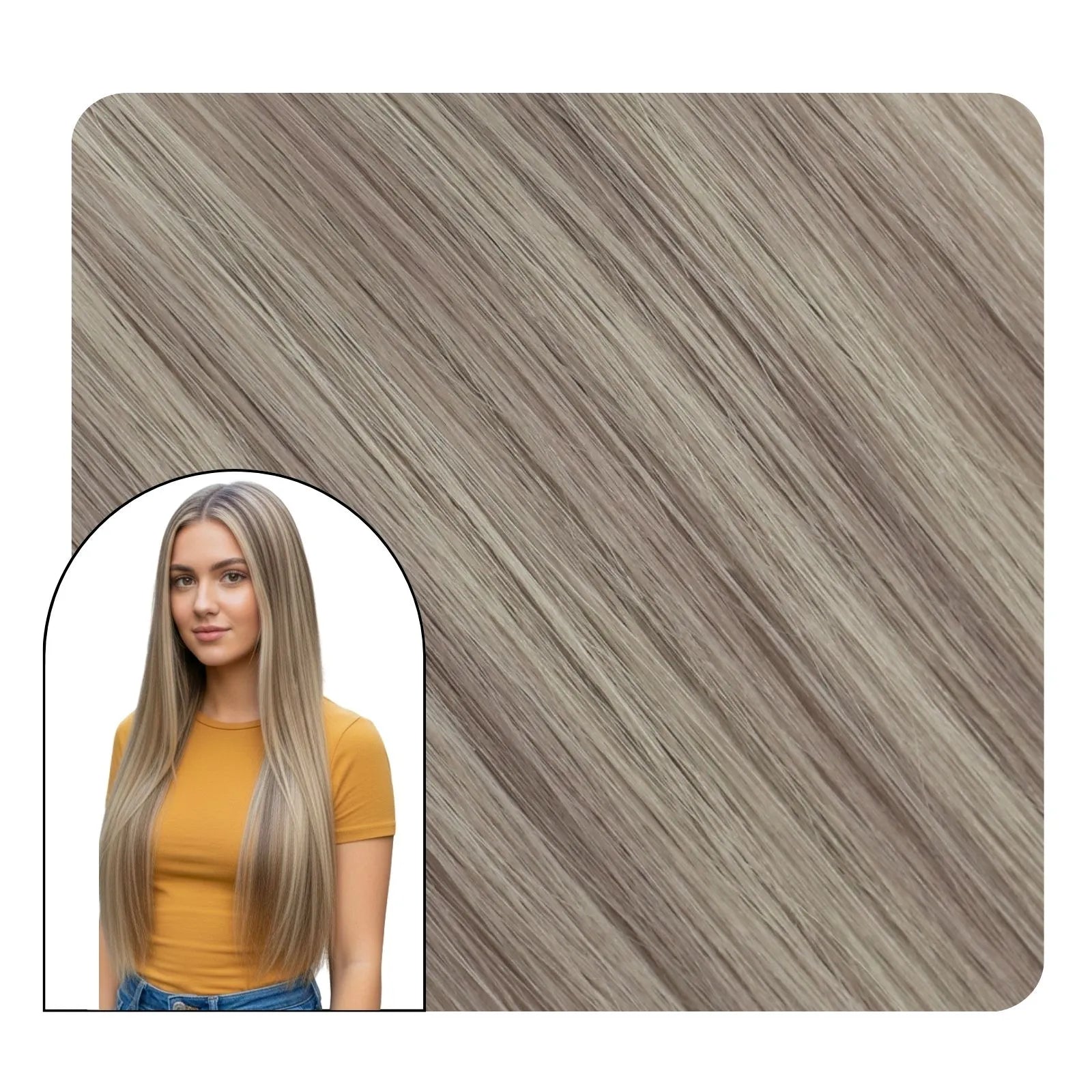 [Virgin+] Butterfly Weft Hair Extensions Natural Blonde Highlighted #P19/60