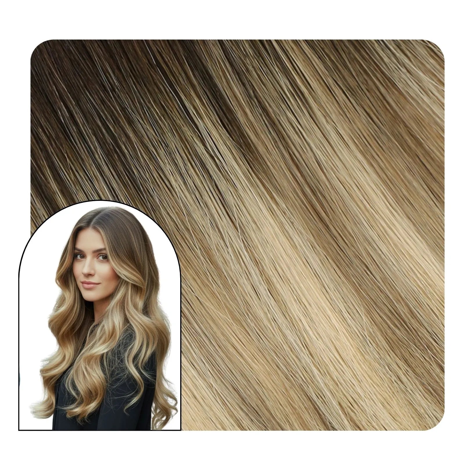 [Virgin+] Butterfly Weft Hair Extensions Warm Blonde Balayage Brown #3/8/22