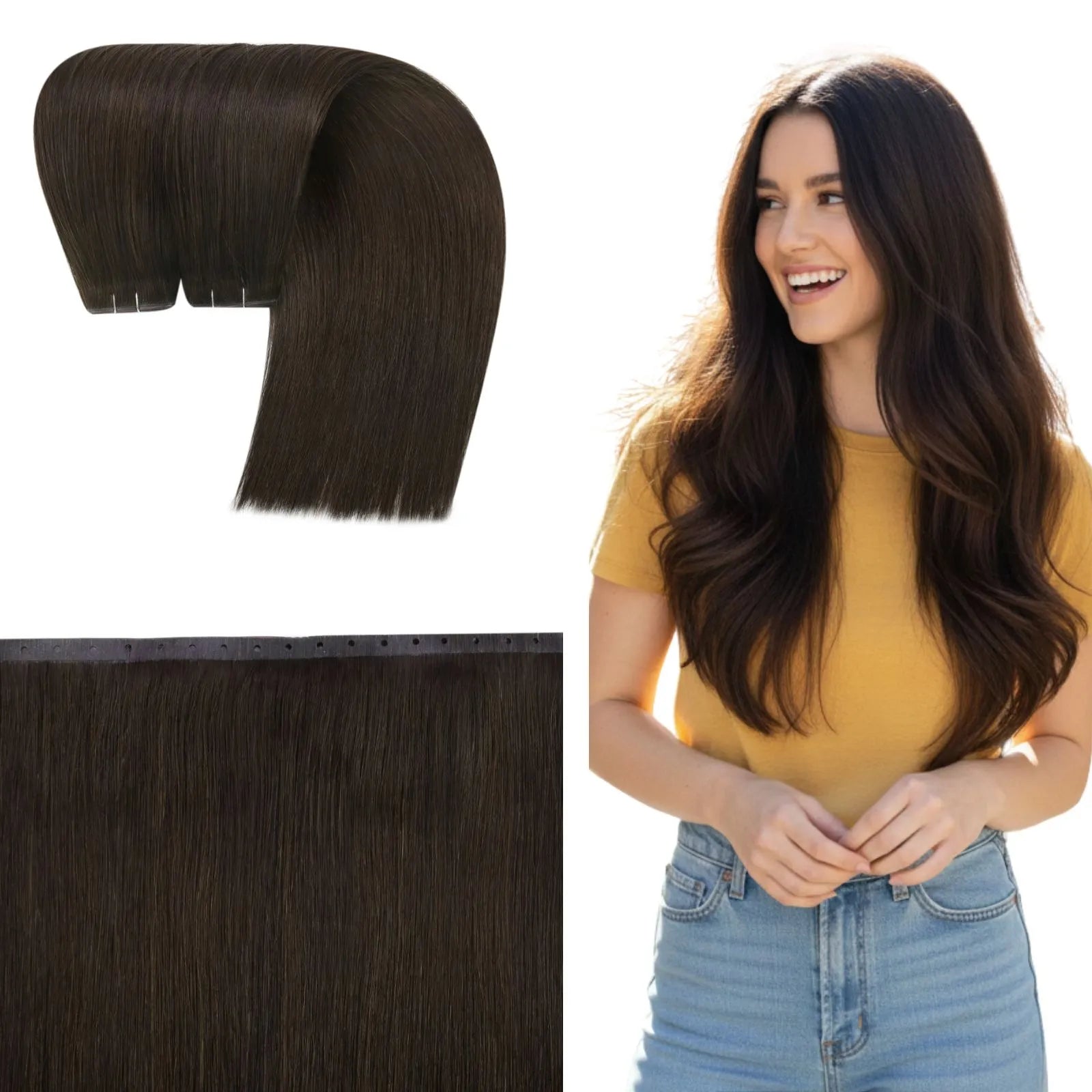 [Virgin+] Seamless Butterfly Weft Hair Extensions Dark Brown #2