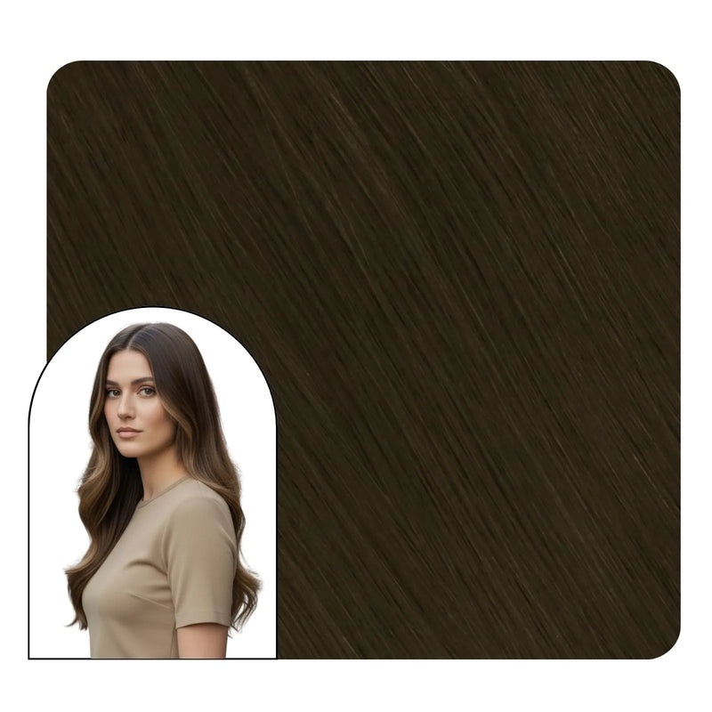 flat pu hole weft hair extensions virgin butterfly weft hair brown for women