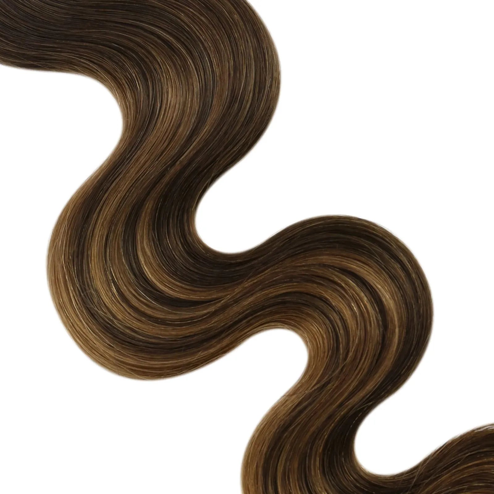 [Pre-sale] Seamless Injected Hole Weft Hair Extensions Wavy Balayage Brown #4/27/4