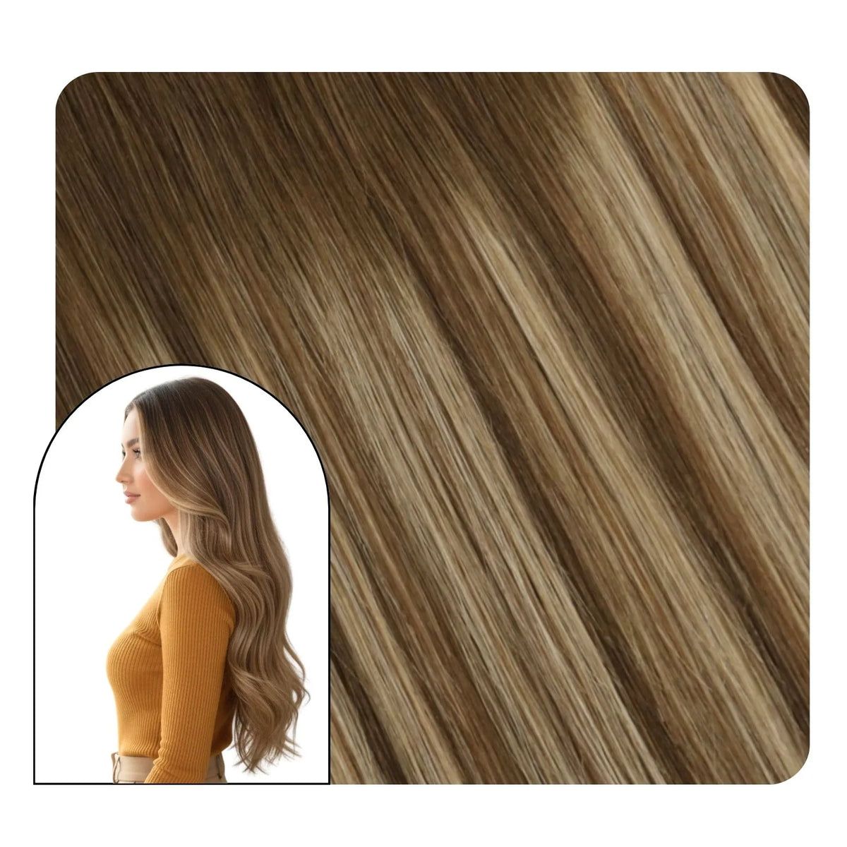 Thickened Clip in Human Extensions For Fine Hair Ombre Brown with Blonde #4/27/4